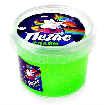Слайм Прихлоп 90 грамм пегас неоновый зеленый 00299 - фото 62818791