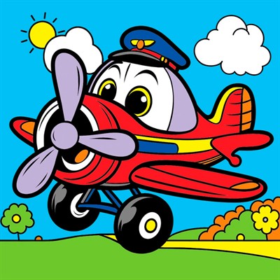 Набор для творчества Роспись по холсту с красками 15х15 см. Разноцветный самолётик ХК-0432 - фото 62818884