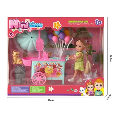 Кукла малышка 55815 тележка со сладостями в кор. - фото 63233539