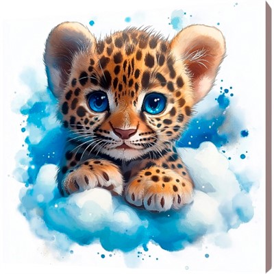 Набор для творчества Роспись по холсту с красками по номерам 20х20 см Леопард на облачке Х-0735 - фото 64673965