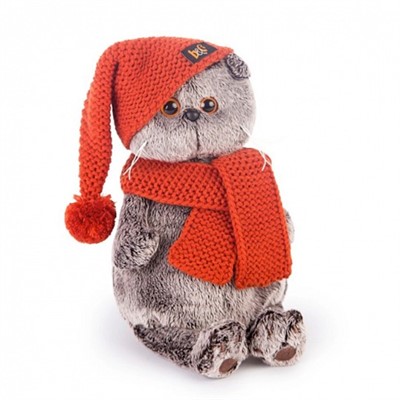 Басик в вязаной шапке и шарфе 22 см Ks22-075 - фото 64802409