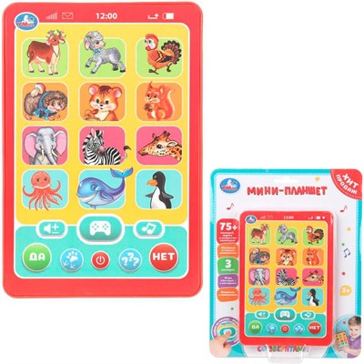 Планшет Обучающий мини 75+ мелодий, звуков и вопросов викторин Умка HT1117-R43 - фото 64899208