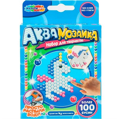 Набор ДТ Аквамозаика 100 бусин Единорог МУЛЬТИ АРТ AB-120534 - фото 65173442