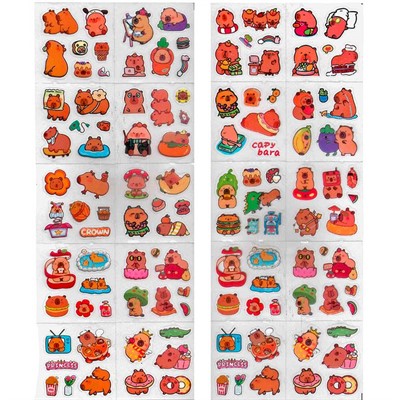 Наклейки Капибара из ПВХ, 96 листов, прозрачные 74398 - фото 65341236