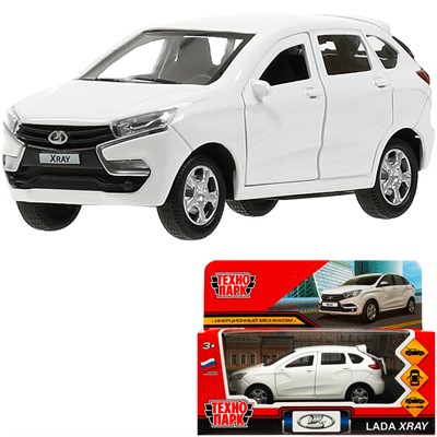 Модель XRAY-12-WH LADA XRAY длина 12 см, двери, багаж, инерц, белый Технопарк в кор. - фото 65416567