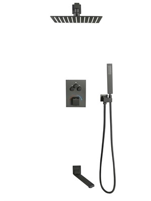 Khabur Встраиваемый душевой комплект с термостатом 3 режима TVZ-0897 Чёрный - фото 67452395