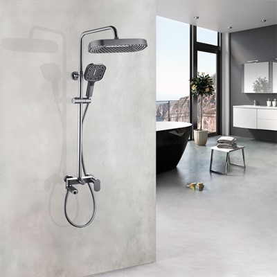 Salda Душевая стойка со смесителем ALS-615-14  Оружейная сталь - фото 67452480