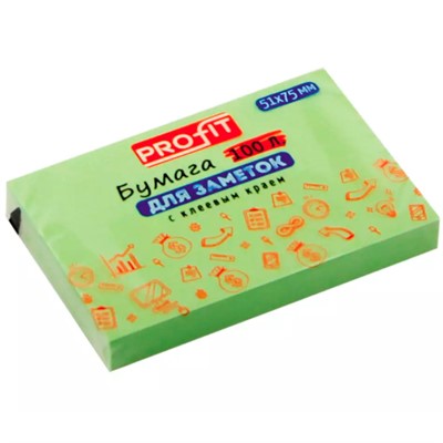 Бумага для заметок с клеевым краем ЗЕЛЕНАЯ 51х75мм,100л, ЗБ-5569 - фото 68751871