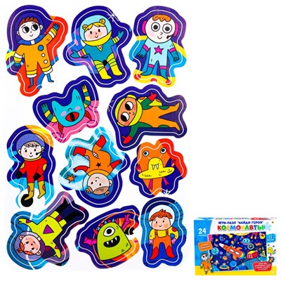 Пазл с наклейками Найди героя  "Космонавты" 10 наклеек ИН-8326 - фото 69740740
