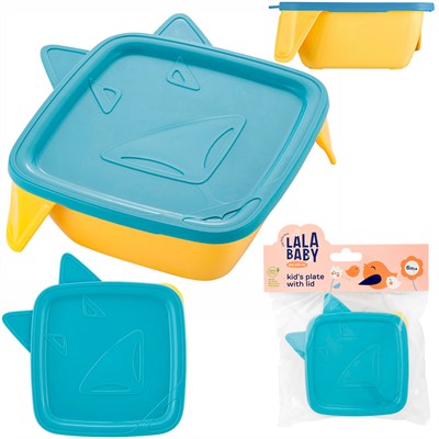 Детская тарелка Lalababy Play with Me Wolfie с мягкой крышкой синий колокольчик LA134212046 - фото 69741186