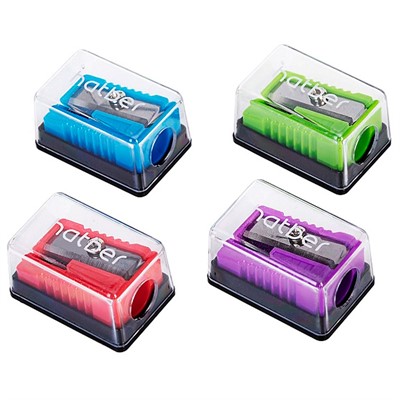 Точилка SCHOOL Пластиковая Цветная с контейнером-Ассорти- 4 цв. BS_079569  Hatber - фото 69741330