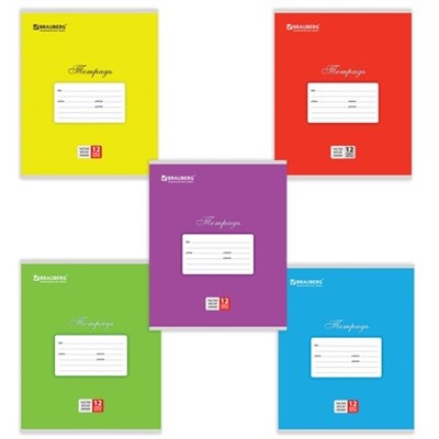 Тетрадь 12 л. линия косая ассорти BRAUBERG Классика 103278 - фото 69741423