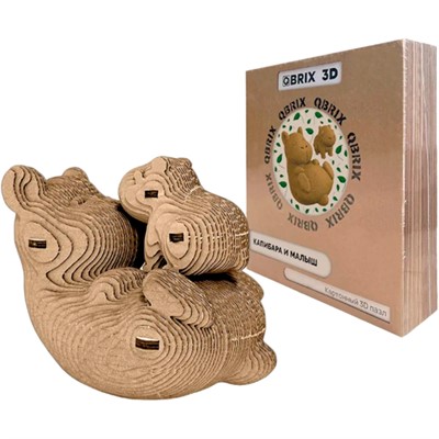 Конструктор Картонный 3D QBRIX Капибара и малыш 20043 - фото 69742424