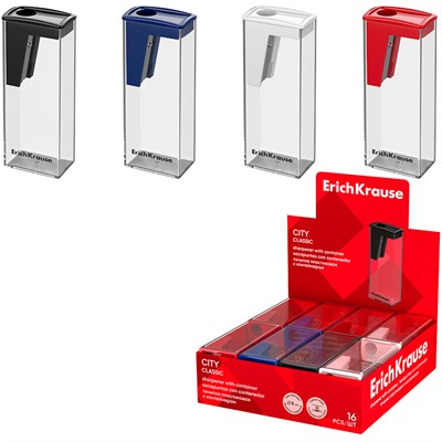 Точилка пластик City, Classic, с контейнером ассорти 60021 ErichKrause - фото 69744225