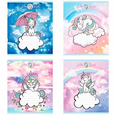 Тетрадь 12 л. клетка Скрепка S Единорожки 019418 - фото 69744335