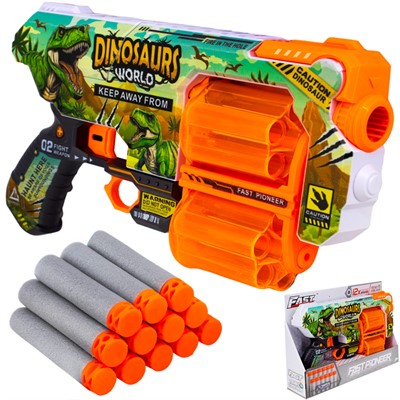 Пистолет BH147 Динозавр с безопасными пулями в кор. - фото 69744642