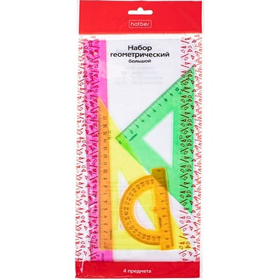 Набор чертежный 4пр /линейка,треуг, трансп/ 04309 Hatber - фото 69745234