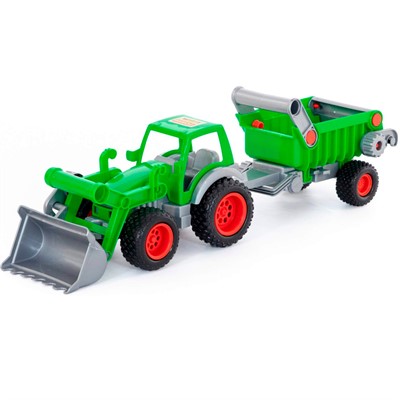 Трактор погрузчик Фермер-техник с полуприцепом в сетке 8718 П-Е - фото 69745359