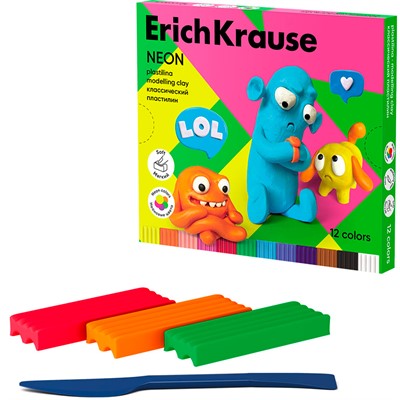 Пластилин 12цв со стеком Jolly Friends Neon 61355 /Erich Krause/. - фото 69746499