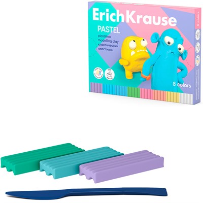 Пластилин 8цв со стеком Jolly Friends Pastel 61351 /Erich Krause/. - фото 69746507