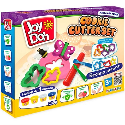 Набор для творчества Масса для лепки Joy Doh, набор COOKIE CUTTER SET - ИЗУЧАЕМ ЦВЕТА И ФОРМЫ, 16 аксессуаров, 4 баночки теста, (4 x 50 г.) COOK-200 pot - фото 69746747