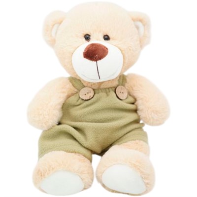 Мишка Берни 22/30 см в комбинезоне цвета хаки, флис 0641822-22 - фото 69747439