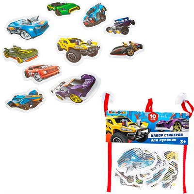 Набор стикеров EVA для ванны Хот Вилс 10 шт. КАПИТОШКА SWL-HTW - фото 69747711