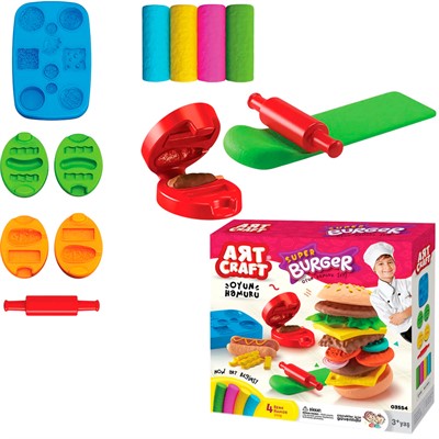 Набор для творчества Набор для лепки Бургерная, тесто 4х50г 03554 AЯT CRAFT - фото 69747726
