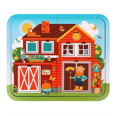 Деревянный Пазл многослойный Кто живет на ферме 962216 - фото 69748419