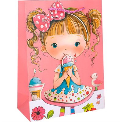 Пакет 18х24х8,5см 3D Девочка с мороженым 141V-867 - фото 69748852