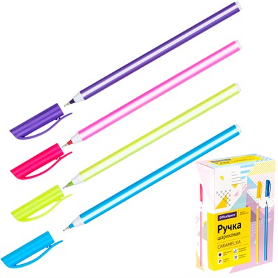 Ручка шариковая синяя на масляной основе OfficeSpace Caramelka 0,6мм  312036 - фото 69749265