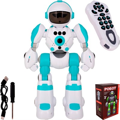 Робот на радиоуправлении BG1538/BG1538R русская озвучка синий в кор. - фото 69749406