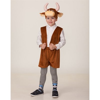 Карнавальный костюм Бычок Рожок коричневый р.110-56 /плюш/Батик/ - фото 69750399