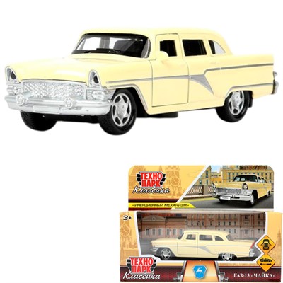 Модель GAZ13-12-YE газ-13 "чайка" 12 см, двери, инерц, светло-желтый Технопарк  в кор. - фото 69750490