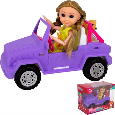 Кукла 55869 в машине с питомцем в кор. - фото 69750892