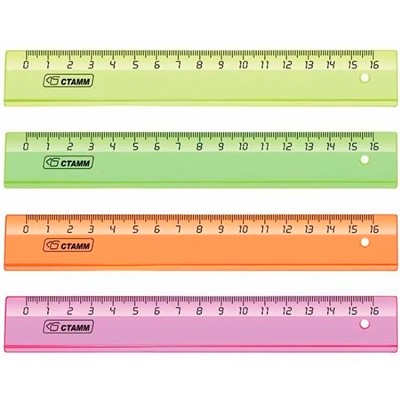 Линейка пластик 16см NEON Cristal ассорти СТАММ ЛН02 - фото 69754967