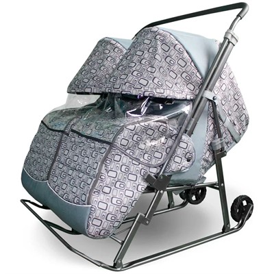 Санки коляска Близняшки Чемодан на сером - фото 69755221
