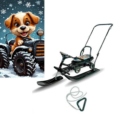 Снегокат 109 SNOWKAT Wheel Песик тракторист с П-образным толкателем и колёсами - фото 69755765