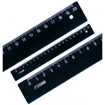 Линейка пластик 20см черная СТАММ ЛН15 - фото 69758446