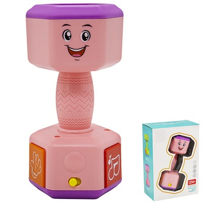 Игрушка на батарейках 04-2MBX Гантелька розовая музыкальная с проектором в кор. - фото 69759449