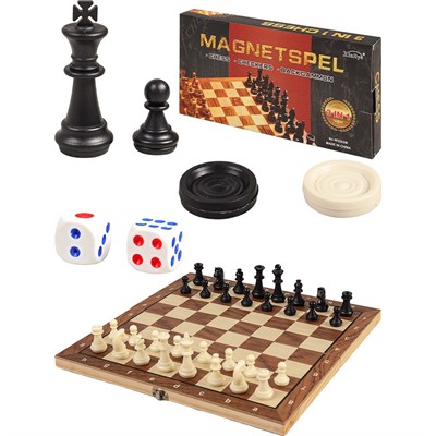 Шахматы, шашки, нарды пластиковые на магните 24х12см. И-0140 - фото 69760965
