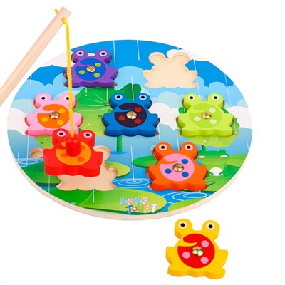 Деревянная рыбалка магнитная Лягушечки 21х21см AN02408 - фото 69763915