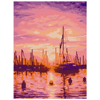 Набор для творчества Алмазная мозаика Гавань на закате 30*40 см Ам-069 LORI - фото 69763986