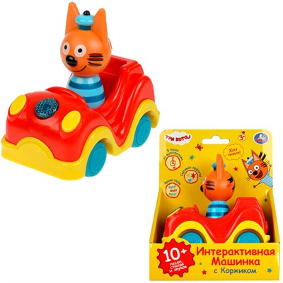 Игрушка на батарейках Машинка с фигуркой Коржика ТРИ КОТА 10 + песен, стихов и фраз HT1372-R - фото 69766037