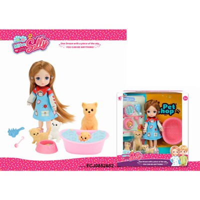 Кукла малышка 91083-A с питомцами в кор. - фото 69767043