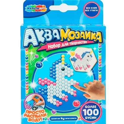 Набор ДТ Аквамозаика 100 бусин Единорог МУЛЬТИ АРТ AB-120534 - фото 69768518
