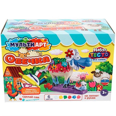 Набор для творчества Тесто для лепки с формочками Милая овечка 27 см MultiArt PDSET-MAOVECHKA - фото 69768631