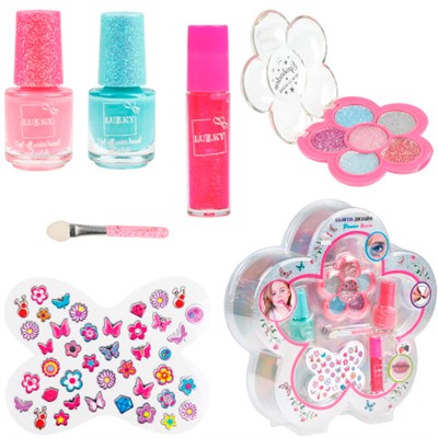 Набор 6цв.тени с блёстками,апп.,2 лака д.ногтей peel-off,блеск д.губ,стикеры д.ногтей Т26329 - фото 69770707