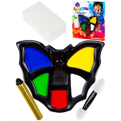 Набор для творчества Аквагрим 6 цветов, карандаш 1шт, спонж 1шт, аппликатор 1шт КС-4623 - фото 69772727