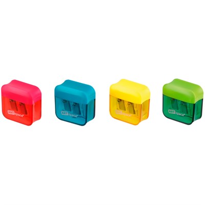 Точилка пластик "Click", 2 отверстия, с контейнером, ассорти ArtSpace 335726 - фото 69773395